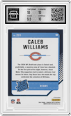 Caleb Williams from the 2024 Donruss Optic set featuring a Hyper Green parallel graded by Arena Club and given an overall grade of 10.
