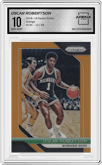 Oscar Robertson from the 2018-19 Panini Prizm set featuring a Orange Prizm parallel graded by Arena Club and given an overall grade of 10.