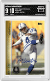 Adam Vinatieri from the 2015 Topps Field Access set featuring a Gold parallel graded by Arena Club and given an overall grade of 9.