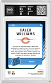 Caleb Williams from the 2024 Donruss Optic set featuring a Green Velocity parallel graded by Arena Club and given an overall grade of 9.5.