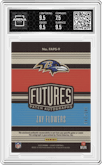 Zay Flowers from the 2023 Panini Legacy set graded by Arena Club and given an overall grade of 8.