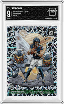 C.J. Stroud from the 2023 Donruss Optic set graded by Arena Club and given an overall grade of 9.