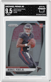 Michael Penix Jr. from the 2024 Panini Prizm set featuring a Silver Prizm parallel graded by Arena Club and given an overall grade of 9.5.