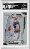 Spencer Rattler from the 2024 Panini Prizm set graded by Arena Club and given an overall grade of 9.5.