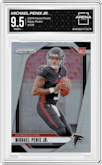 Michael Penix Jr. from the 2024 Panini Prizm set featuring a Silver Prizm parallel graded by Arena Club and given an overall grade of 9.5.