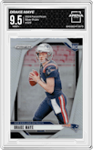 Drake Maye from the 2024 Panini Prizm set featuring a Silver Prizm parallel graded by Arena Club and given an overall grade of 9.5.