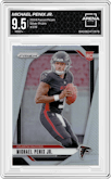 Michael Penix Jr. from the 2024 Panini Prizm set featuring a Silver Prizm parallel graded by Arena Club and given an overall grade of 9.5.