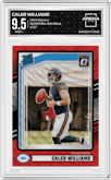 Caleb Williams from the 2024 Donruss set featuring a Red Wave parallel graded by Arena Club and given an overall grade of 9.5.