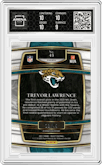 Trevor Lawrence from the 2021 Panini Select set featuring a Disco Red parallel graded by Arena Club and given an overall grade of 9.5.