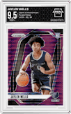 Jaylen Wells from the 2024-25 Panini Prizm set featuring a Purple Pulsar Prizm parallel graded by Arena Club and given an overall grade of 9.5.