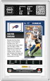 Dalton Kincaid from the 2023 Panini Contenders Optic set featuring a Purple Pulsar parallel graded by Arena Club and given an overall grade of 9.5.