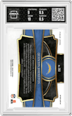 Quentin Johnston from the 2023 Panini Select set featuring a Zebra parallel graded by Arena Club and given an overall grade of 9.
