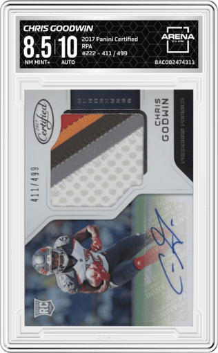 Chris Goodwin from the 2017 Panini Certified set graded by Arena Club and given an overall grade of 8.5.