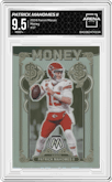 Patrick Mahomes II	 from the 2024 Panini Mosaic set graded by Arena Club and given an overall grade of 9.5.