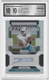 Tua Tagovailoa from the 2021 Panini Prizm set graded by Arena Club and given an overall grade of 10.
