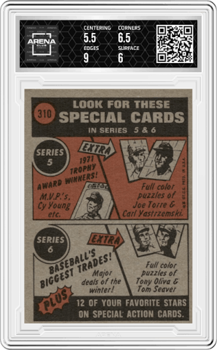 Roberto Clemente from the 1972 Topps set graded by Arena Club and given an overall grade of 6.