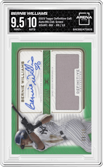Bernie Williams from the 2023 Topps Definitive Collection set featuring a Green parallel graded by Arena Club and given an overall grade of 9.5.