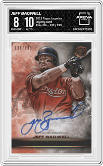 Jeff Bagwell from the 2016 Topps Legacies set graded by Arena Club and given an overall grade of 8.