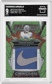Terrion Arnold from the 2024 Panini Obsidian set featuring a Green parallel graded by Arena Club and given an overall grade of 9.