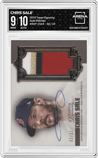 Chris Sale from the 2019 Topps Dynasty set graded by Arena Club and given an overall grade of 9.