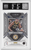 Obi Toppin from the 2023-24 Panini Prizm set featuring a Black Prizm parallel graded by Arena Club and given an overall grade of 9.