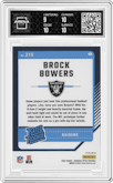 Brock Bowers from the 2024 Donruss Optic set featuring a Blue Glitter parallel graded by Arena Club and given an overall grade of 9.5.