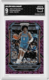 Jalen Williams from the 2022-23 Panini Prizm  set featuring a Fast Break Purple parallel graded by Arena Club and given an overall grade of 9.