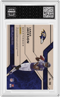 Lamar Jackson from the 2018 Panini Gold Standard set graded by Arena Club.