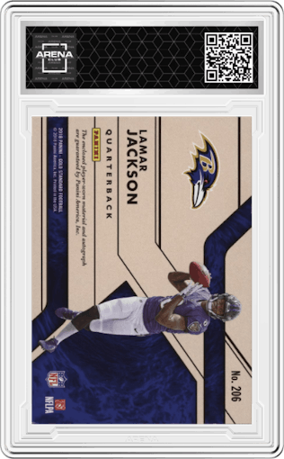 Lamar Jackson from the 2018 Panini Gold Standard set graded by Arena Club.
