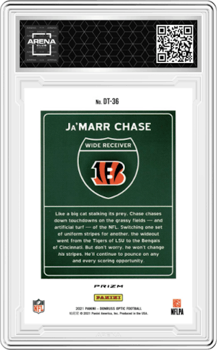 Ja'Marr Chase from the 2021 Panini Donruss Optic set graded by Arena Club.