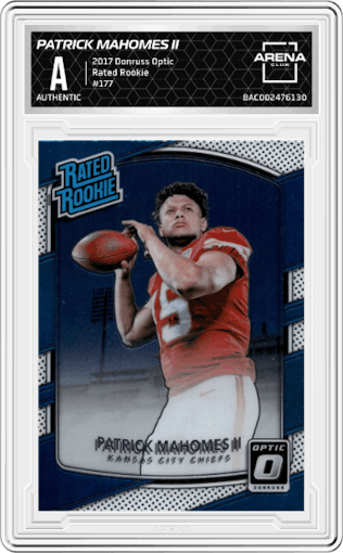 Patrick Mahomes II from the 2017 Panini Donruss Optic set graded by Arena Club.