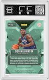 Zion Williamson  from the 2020 Panini Prizm Draft Picks Collegiate set graded by Arena Club and given an overall grade of 9.5.