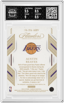 Austin Reaves  from the 2022-23 Panini Flawless set graded by Arena Club and given an overall grade of 9.