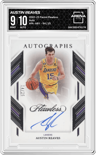 Austin Reaves  from the 2022-23 Panini Flawless set graded by Arena Club and given an overall grade of 9.