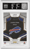 James Cook from the 2022 Panini Select set graded by Arena Club and given an overall grade of 9.5.