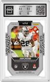 Josh Jacobs from the 2023 Panini Mosaic set graded by Arena Club and given an overall grade of 10.