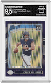 Caleb Williams from the 2024 Donruss Optic set featuring a Purple Shock parallel graded by Arena Club and given an overall grade of 9.5.