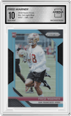 Fred Warner from the 2018 Panini Prizm set featuring a Die-Cut Light Blue parallel graded by Arena Club and given an overall grade of 10.