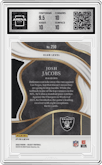 Josh Jacobs from the 2023 Panini Select set featuring a Die-Cut Zebra parallel graded by Arena Club and given an overall grade of 10.