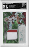 Brandon Aiyuk from the 2020 Panini Spectra set featuring a Neon Green parallel graded by Arena Club and given an overall grade of 9.