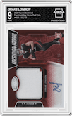 Drake London from the 2022 Panini Certified set featuring a Mirror Red Etch parallel graded by Arena Club and given an overall grade of 9.