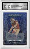 Jake Moody from the 2023 Panini Obsidian set featuring a Electric Etch Deep Sea Flood Mojo  parallel graded by Arena Club and given an overall grade of 10.