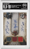 LeSean McCoy/Alfred Morris/Jamaal Charles from the 2014 Topps Triple Threads set graded by Arena Club and given an overall grade of 8.5.