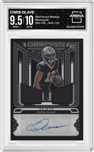 Chris Olave  from the 2022 Panini Obsidian set graded by Arena Club and given an overall grade of 9.5.