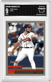 John Smoltz from the 2000 Topps set graded by Arena Club and given an overall grade of 9.