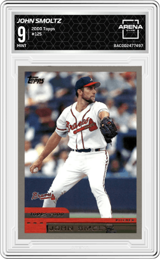 John Smoltz from the 2000 Topps set graded by Arena Club and given an overall grade of 9.