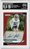 Cooper DeJean from the 2024 Panini Prizm set featuring a Red Shimmer parallel graded by Arena Club and given an overall grade of 9.5.
