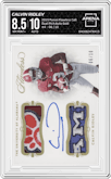 Calvin Ridley  from the 2019 Panini Flawless Collegiate set featuring a Gold parallel graded by Arena Club and given an overall grade of 8.5.