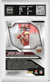 Jayden Daniels from the 2024 Panini Prizm set featuring a Lazer Prizm parallel graded by Arena Club and given an overall grade of 9.