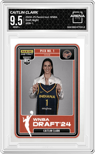Caitlin Clark from the 2024-25 Panini Instant WNBA set graded by Arena Club and given an overall grade of 9.5.